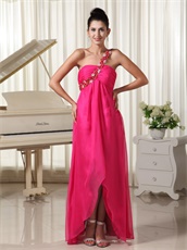 One Shoulder Hot Pink Empire Watteau Prom Dress Girl First Choice