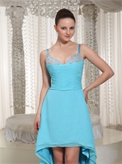 Featured Short Front Long Back Skirt Aqua Spaghetti Straps Dancing Dress