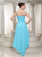 Featured Short Front Long Back Skirt Aqua Spaghetti Straps Dancing Dress