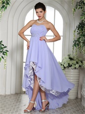 Exclusive Lavender Girlish Banquet Dress High-low Style Skirt Lace Inside