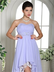 Exclusive Lavender Girlish Banquet Dress High-low Style Skirt Lace Inside