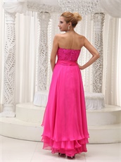 Short Fuchsia Sequin Sheath Skirt Prom Dress With Waist Detachable Train