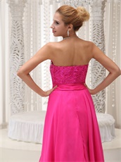 Short Fuchsia Sequin Sheath Skirt Prom Dress With Waist Detachable Train