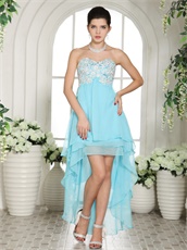 Pretty Aqua Blue High Low Design Compere Prom Dress High Street