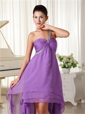 One Shoulder Purple Graduation Dress For Yong Girl Customize Plus Size
