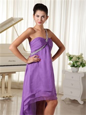 One Shoulder Purple Graduation Dress For Yong Girl Customize Plus Size