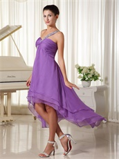 One Shoulder Purple Graduation Dress For Yong Girl Customize Plus Size