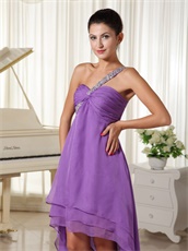 One Shoulder Purple Graduation Dress For Yong Girl Customize Plus Size