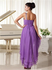 One Shoulder Purple Graduation Dress For Yong Girl Customize Plus Size