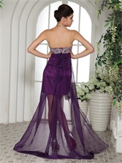 Flattering Eggplant Purple Sweetheart Beaded Prom Dress Without Slip