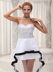 Fully Crystals Transparent High-low Prom Celebrity Dress With Black Hemline