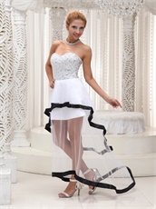 Fully Crystals Transparent High-low Prom Celebrity Dress With Black Hemline