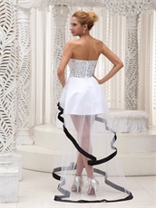 Fully Crystals Transparent High-low Prom Celebrity Dress With Black Hemline