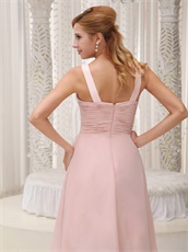 Pearl Pink Chiffon High-low Birthday Party Prom Dress Bowknot Design