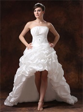 Ivory Taffeta Bubble High-low Little Train Wedding Gown Cool Summer