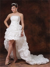 Ivory Taffeta Bubble High-low Little Train Wedding Gown Cool Summer