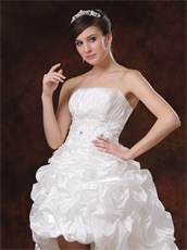 Ivory Taffeta Bubble High-low Little Train Wedding Gown Cool Summer