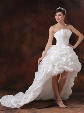 Ivory Taffeta Bubble High-low Little Train Wedding Gown Cool Summer