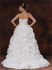 Ivory Taffeta Bubble High-low Little Train Wedding Gown Cool Summer