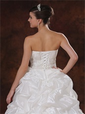 Ivory Taffeta Bubble High-low Little Train Wedding Gown Cool Summer