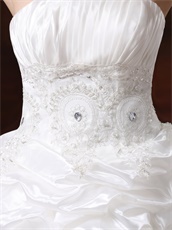 Ivory Taffeta Bubble High-low Little Train Wedding Gown Cool Summer