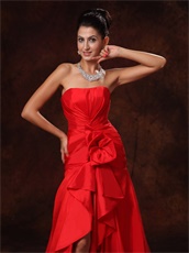 Glamorous Strapless Celebrity Red Dress High Low Skirt Without Details