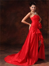 Glamorous Strapless Celebrity Red Dress High Low Skirt Without Details