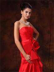 Glamorous Strapless Celebrity Red Dress High Low Skirt Without Details