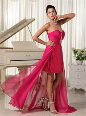 Hot Pink Sequin Skirt Inside Sleeveless Sheath Prom Dress Low Price