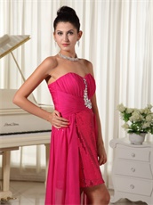 Hot Pink Sequin Skirt Inside Sleeveless Sheath Prom Dress Low Price