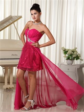 Hot Pink Sequin Skirt Inside Sleeveless Sheath Prom Dress Low Price