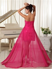 Hot Pink Sequin Skirt Inside Sleeveless Sheath Prom Dress Low Price