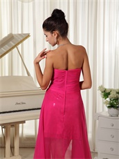 Hot Pink Sequin Skirt Inside Sleeveless Sheath Prom Dress Low Price