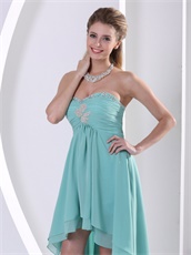 Turquoise Front Short and Long Back Girl Graduation Gowns Store Near Me