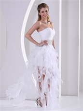 White Organza Ruffles Cascade Stylish Design Own Gathering Prom Dress Bustle