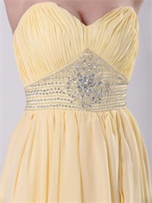 V Shaped Light Yellow High-low Empire Waiste Prom Dress To College Wear