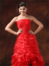 High Low Red Ruffled Layers Large Reception Dress Make You Own