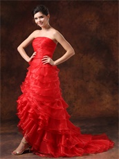 High Low Red Ruffled Layers Large Reception Dress Make You Own