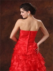 High Low Red Ruffled Layers Large Reception Dress Make You Own