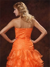Orange Red High-low Layers Cocktail Dress Particular Design With Sweep Train