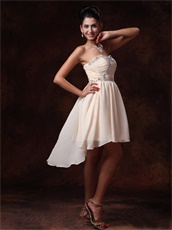 Asymmetrical Champagne Chiffon Prom Gowns For Graduation Ceremony Supplier