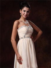 Asymmetrical Champagne Chiffon Prom Gowns For Graduation Ceremony Supplier