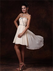 Asymmetrical Champagne Chiffon Prom Gowns For Graduation Ceremony Supplier