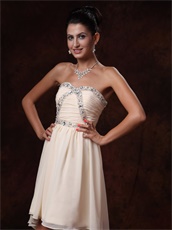 Asymmetrical Champagne Chiffon Prom Gowns For Graduation Ceremony Supplier