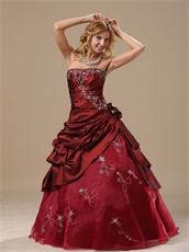 Old Fashion Burgundy Taffeta Prom Ball Gown Drama Essentials