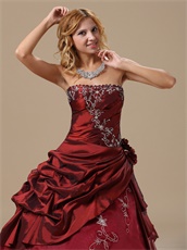 Old Fashion Burgundy Taffeta Prom Ball Gown Drama Essentials