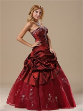 Old Fashion Burgundy Taffeta Prom Ball Gown Drama Essentials