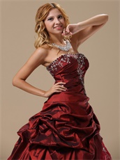 Old Fashion Burgundy Taffeta Prom Ball Gown Drama Essentials