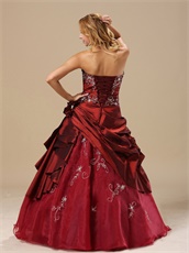Old Fashion Burgundy Taffeta Prom Ball Gown Drama Essentials