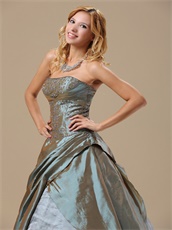 Mature Dark Khaki Taffeta Embroidery Prom Gonws Dress Over 40